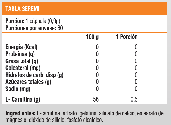 L-CARNITINA 500 MG - 60 CAPS