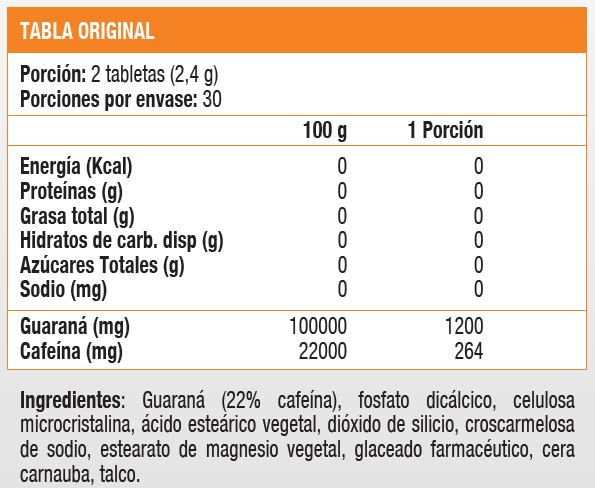 GUARANA 600 MG - 60 TABS